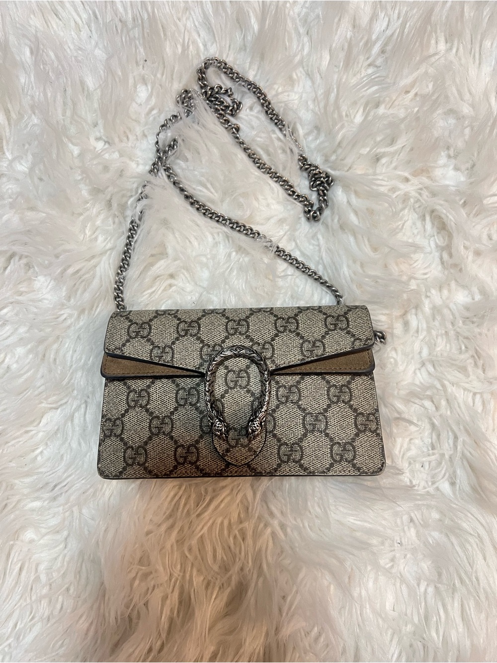 Gucci Beige GG Supreme Crossbody with Silver Hardware